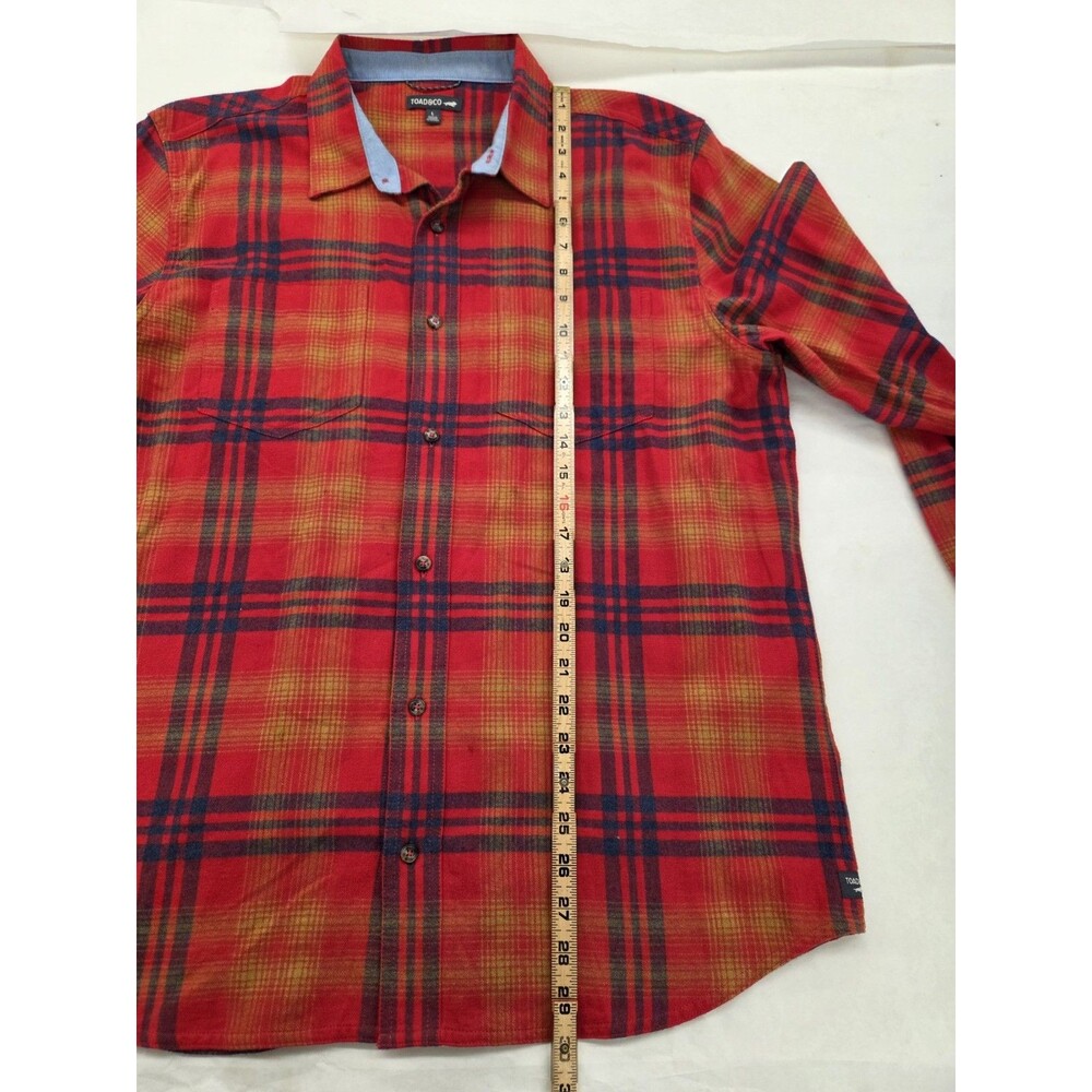Toad & Co Flannagan LS Shirt Men’s Large Red Plaid Organic Cotton Button Up... - Picture 8 of 9